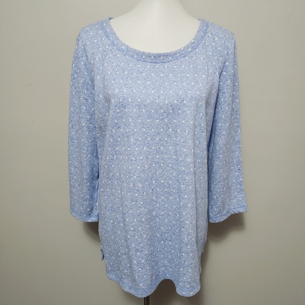 T By Talbots Chambray Polka Dot Twisted Cutout Ba… - image 1